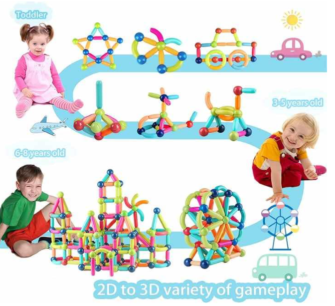 Magnetic Sticks Building Blocks for Kids –Puzzle Games for Kids, Stem Toys for Children, Building & Construction Toys, Educational & Learning Toy for 3+ Year Old Kids Boys, Girls (25 Pcs)